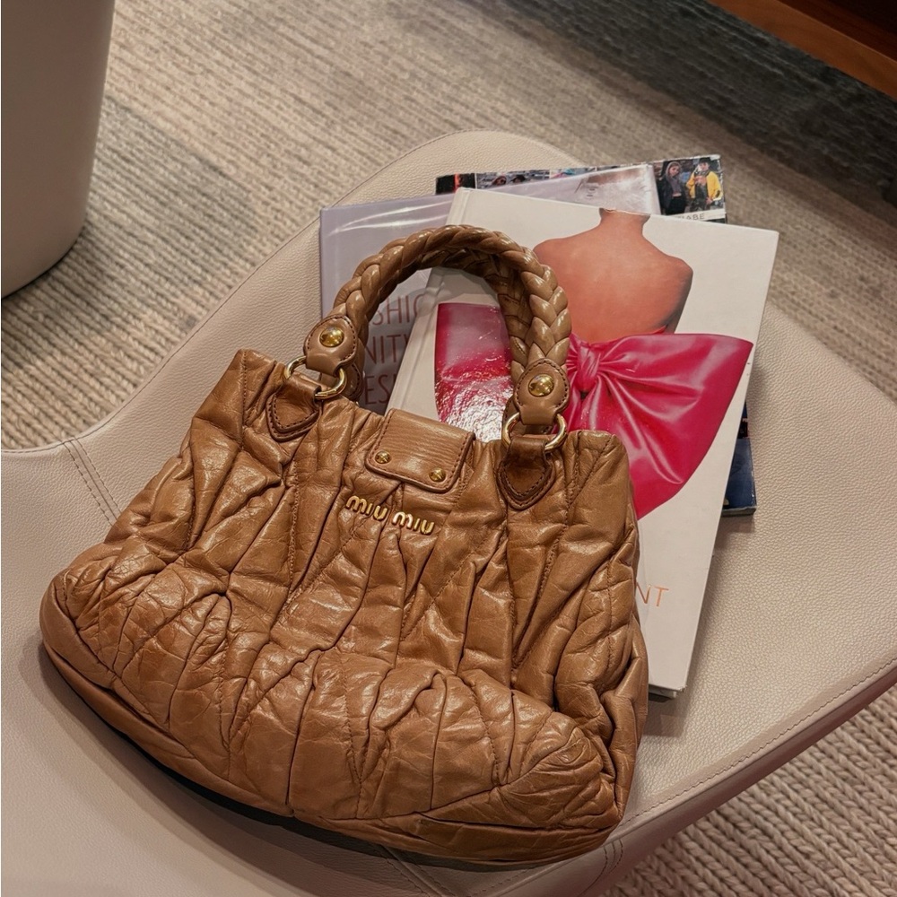 Miu Miu Tan Leather Shoulder Bag